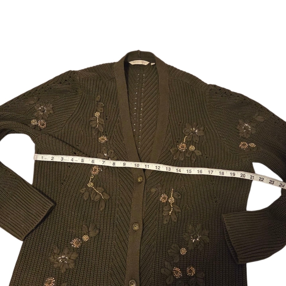 Soft Surroundings Enchanted Forest Cardigan Sweater 3d Knit Green 2FN41 Large - Picture 4 of 9